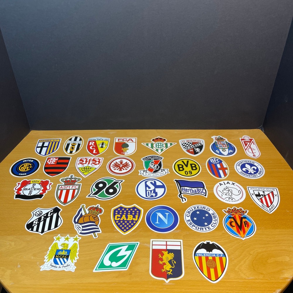 Soccer Club Stickers Pack Football Team‎ Logos Waterproof Decals